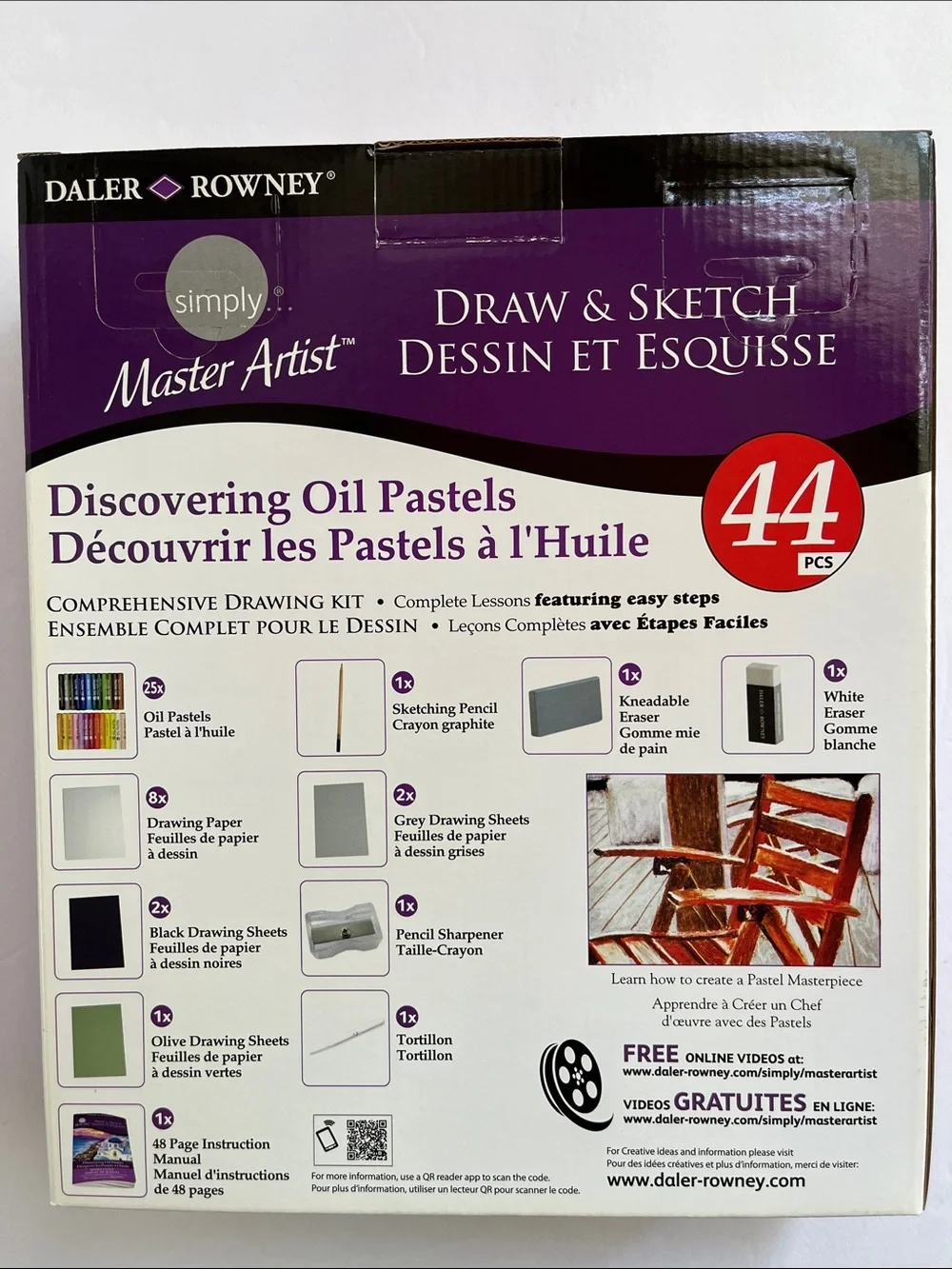 Daler-Rowney Simply Master Artist Draw & Sketch Oil Pastel Set 44 Pieces NWT